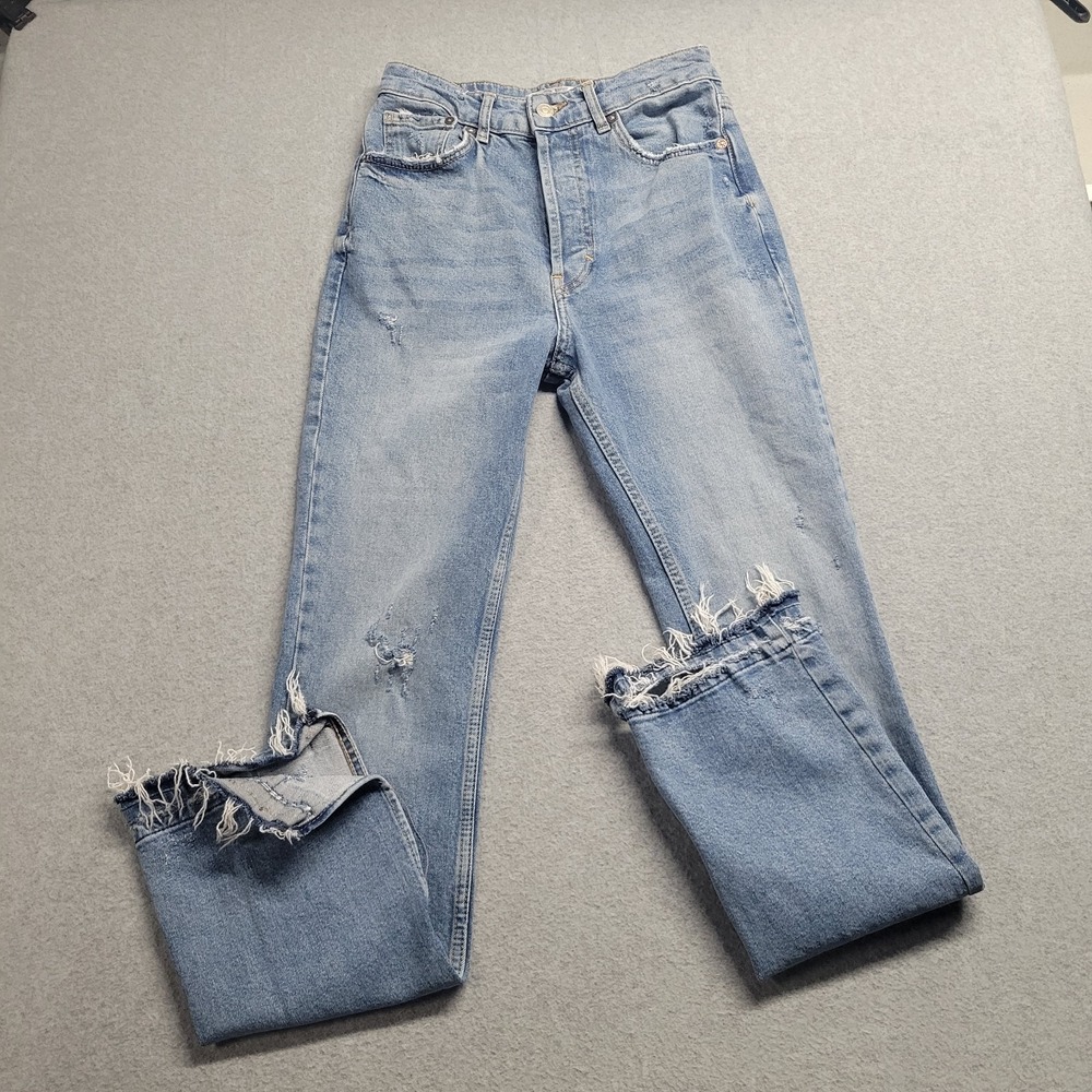 Free People Light Blue Distressed Cropped Jeans